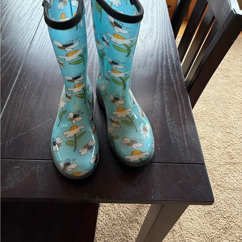 Sloggers Blue Floral Women's Rain Boots